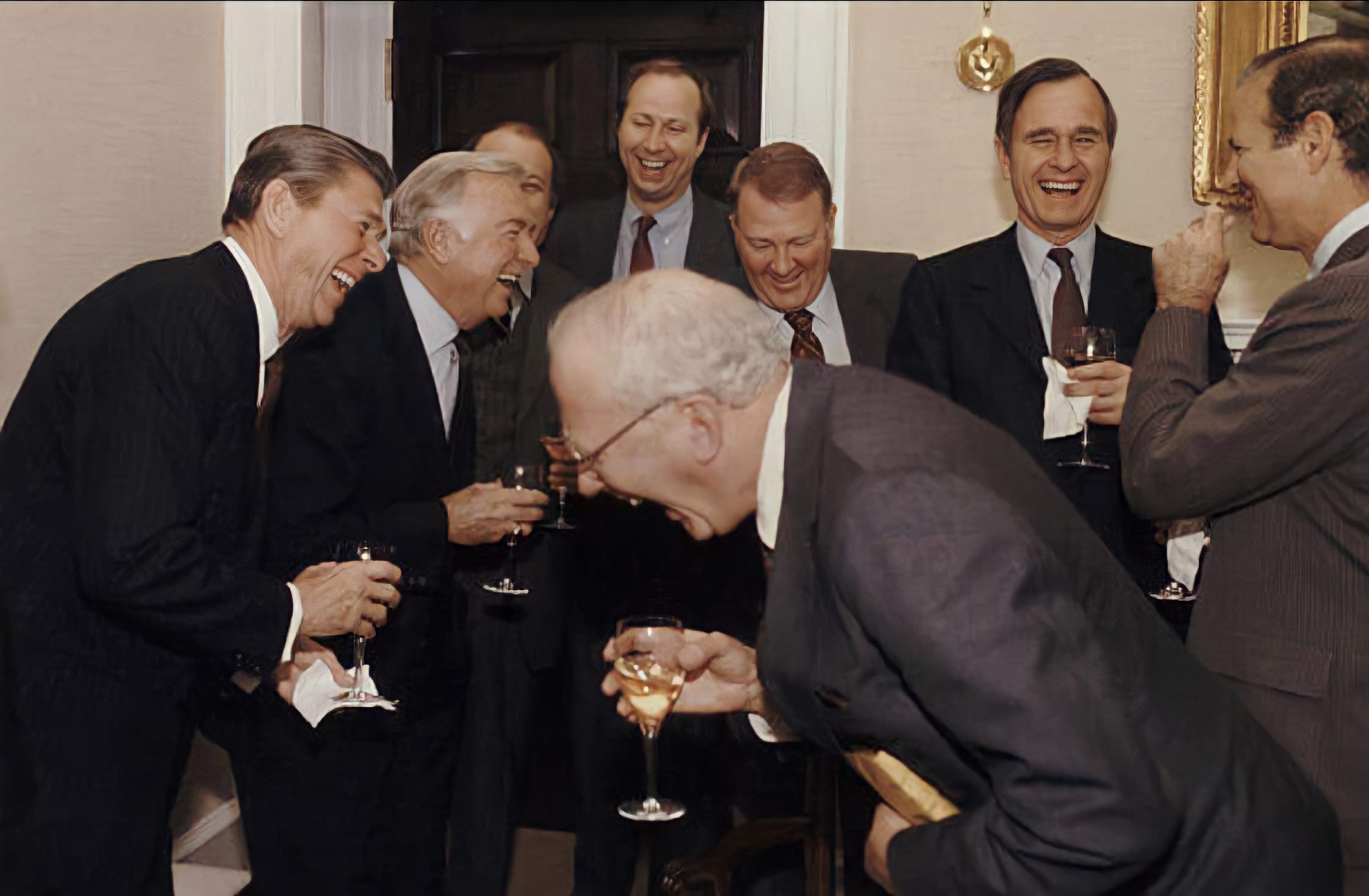 Rire Riche Reagan laughing with men Meme Template | Insider Memes | Viral Meme ...