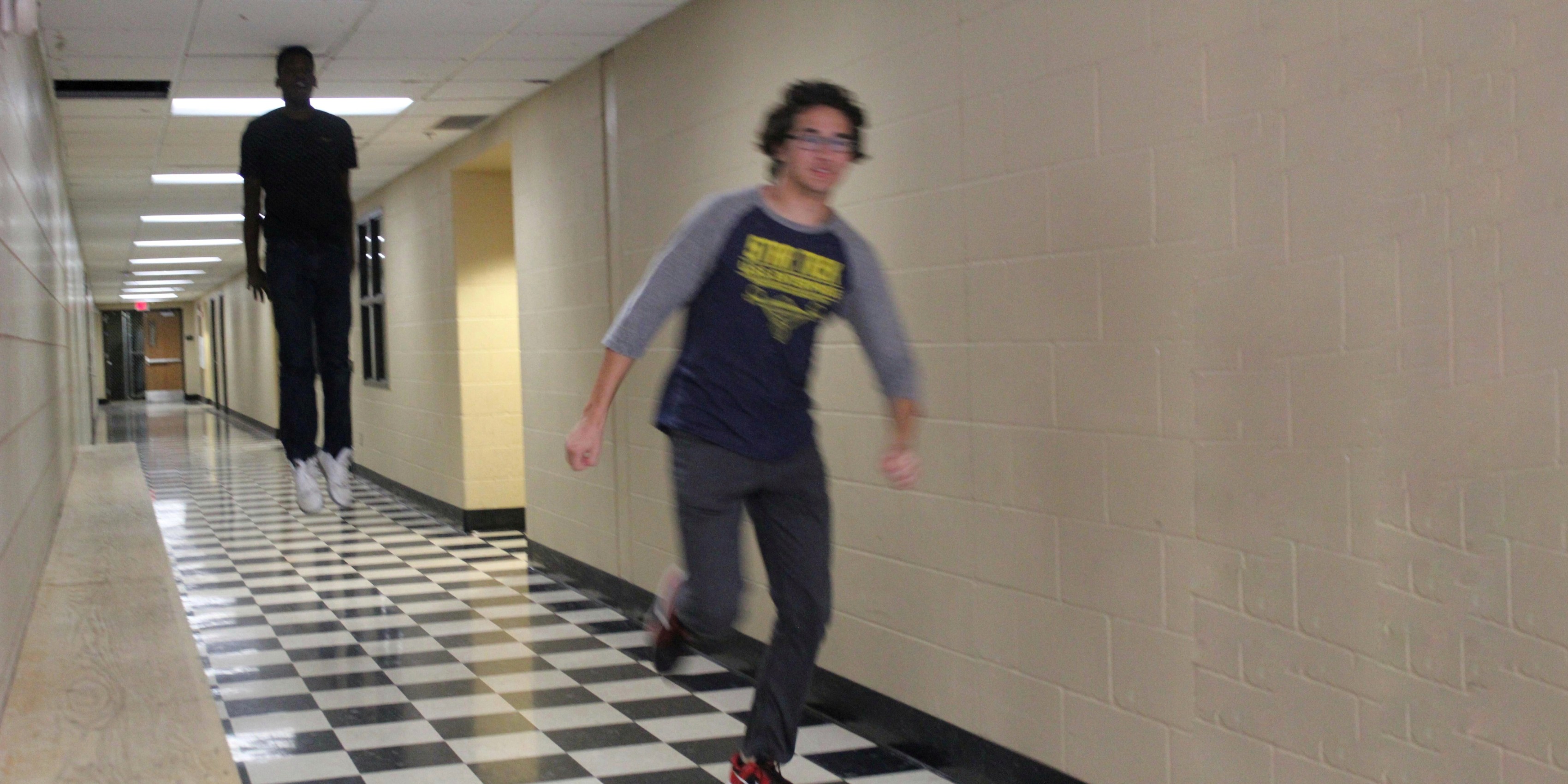 Running in school hallway